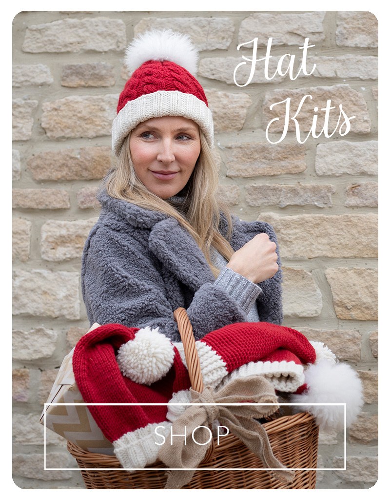 Hat kits knit crochet santa hats toft